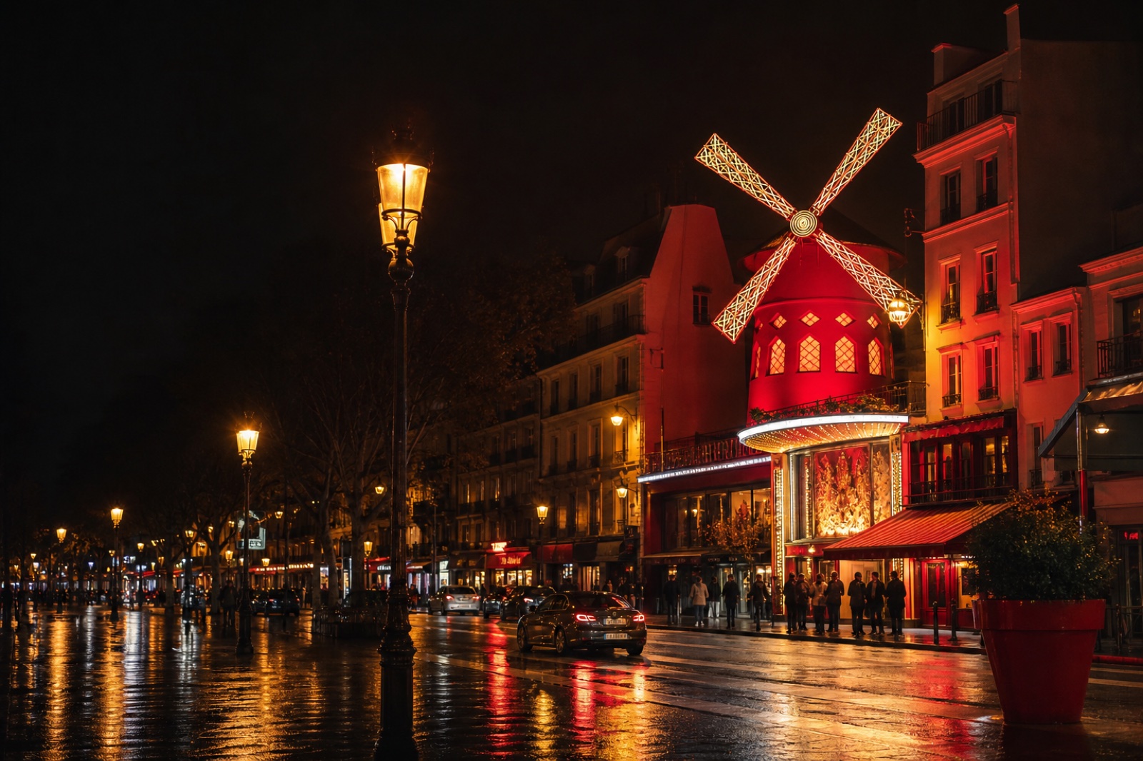 Moulin Rouge illuminé la nuit